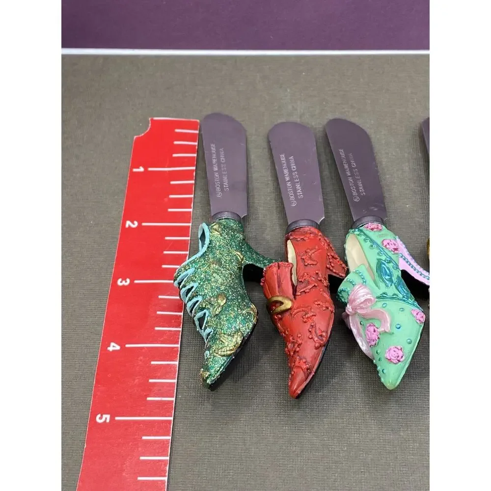 4pc Boston Wharehouse High Heels Shoes Cheese/Butter Knives Stainless Steel